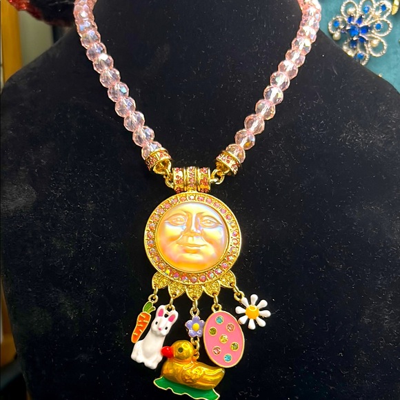 Jewelry - Kirk’s Folly Pink crystal necklace with magnetic Easter moon enhancer